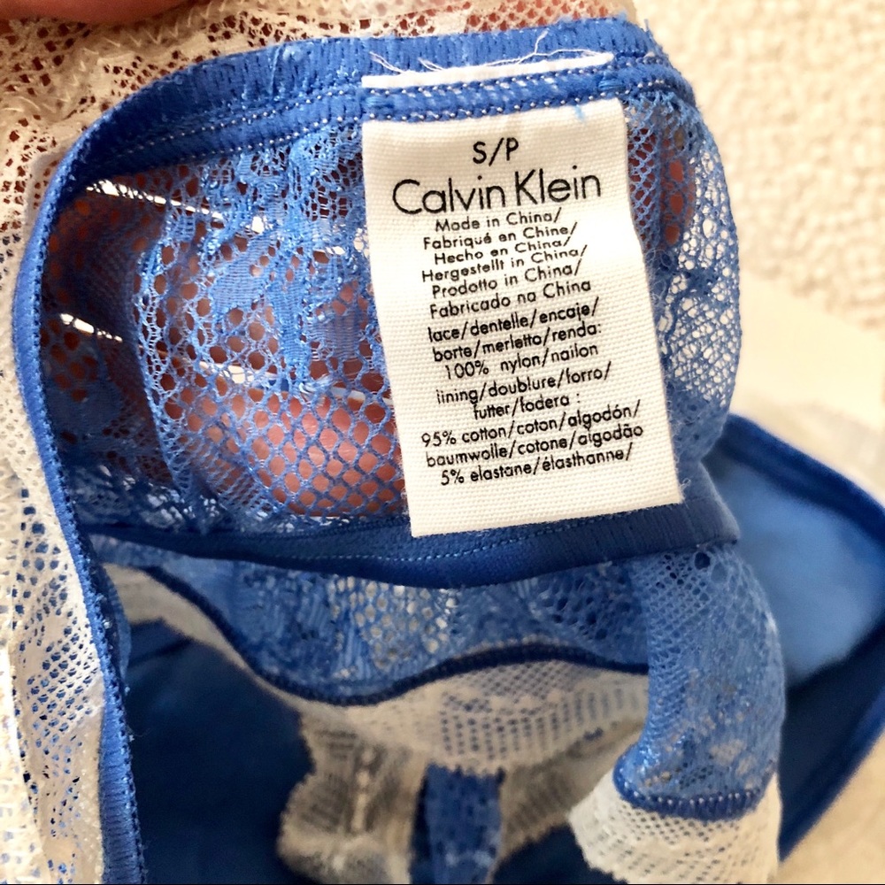 NWT $28 Calvin Klein Lace Blue and White Bandeau Size S - Picture 5 of 8